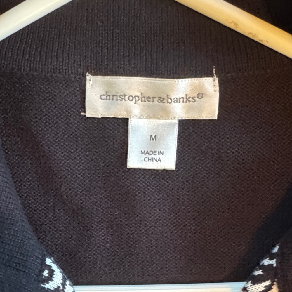 Christopher & Banks Black and White Swirl Knit Vest - Picture 2 of 3